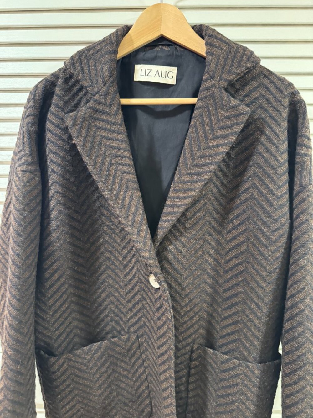 Liz Alig Portuguese Wool Pieper Coat – Brown/Black Herringbone (M) - Picture 16 of 16